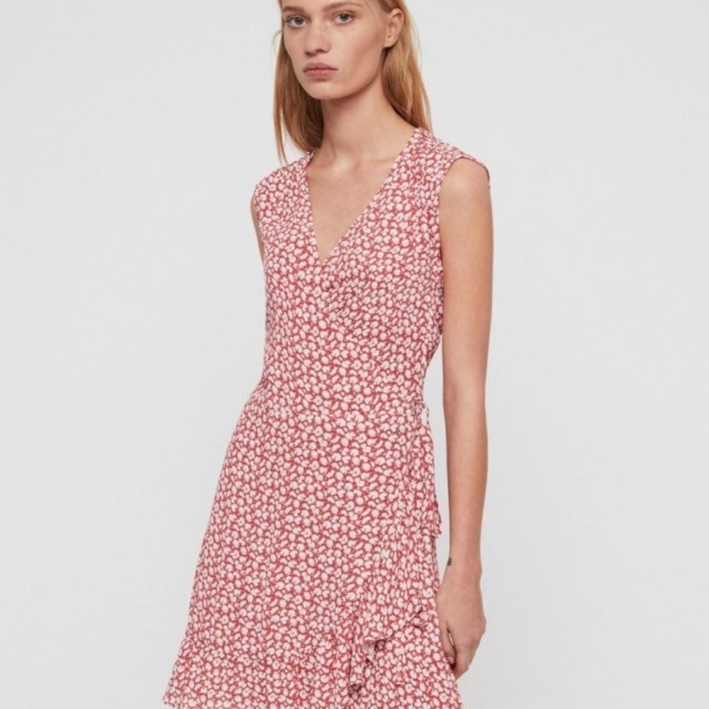 ALL SAINTS FLORAL WRAP DRESS